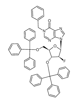 9-(2-Deoxy-2-fluoro-3,5-di-O-trityl-β-D-arabinofuranosyl)-1-benzylinosine Structure