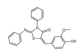 (2Z,5E)-5-(4-Hydroxy-3-methoxybenzylidene)-3-phenyl-2-(phenylimin o)-1,3-thiazolidin-4-one结构式