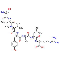 L-Seryl-L-valyl-L-valyl-L-tyrosyl-L-alanyl-L-leucyl-N5-(diaminomethylene)-L-ornithine结构式