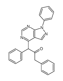 1,3-diphenyl-1-(1-phenyl-1H-pyrazolo[3,4-d]pyrimidin-4-yl)-propan-2-one结构式