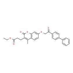 ethyl 3-[4-methyl-2-oxo-7-[2-oxo-2-(4-phenylphenyl)ethoxy]chromen-3-yl]propanoate结构式