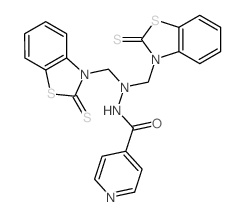 N,N-bis[(2-sulfanylidenebenzothiazol-3-yl)methyl]pyridine-4-carbohydrazide structure