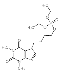 7-(4-diethoxyphosphoryloxybutyl)-1,3-dimethyl-purine-2,6-dione structure