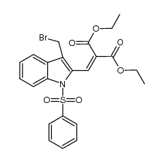 diethyl 2-((3-(bromomethyl)-1-(phenylsulfonyl)-1H-indol-2-yl)methylene)malonate结构式