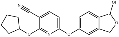 2-(Cyclopentyloxy)-6-[(1,3-dihydro-1-hydroxy-2,1-benzoxaborol-5-yl)oxy]-3-pyridinecarbonitrile structure