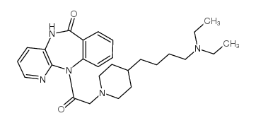 11-[[4-[4-(二乙基氨基)丁基]-1-哌啶基]乙酰基]-5,11-二氢-6H-吡啶并[2,3-b][1,4]苯并二氮杂卓-6-酮结构式