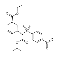 (1R,5S)-ethyl 5-(N-(tert-butoxycarbonyl)-4-nitrophenylsulfonamido)cyclohex-3-enecarboxylate结构式