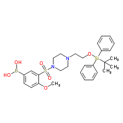 (3-((4-(2-((tert-butyldiphenylsilyl)oxy)ethyl)piperazin-1-yl)sulfonyl)-4-Methoxyphenyl)boronic acid Structure