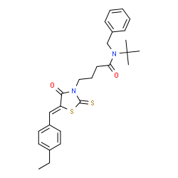 (Z)-N-benzyl-N-(tert-butyl)-4-(5-(4-ethylbenzylidene)-4-oxo-2-thioxothiazolidin-3-yl)butanamide结构式