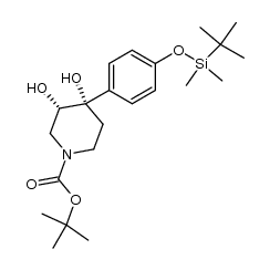 tert-butyl 4-[4-(tert-butyl-dimethyl-silanoxy)-phenyl]-3,4-dihydroxy-piperidine-1-carboxylate Structure