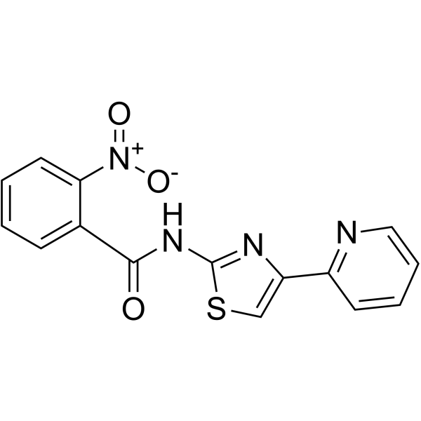 2-硝基-N-(4-(吡啶-2-基)噻唑-2-基)苯甲酰胺结构式