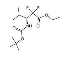 ethyl (3S)-4-methyl-3-(N-tert-butylcarbonyloxy)amino-2,2-difluoropentanoate Structure