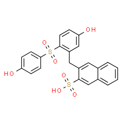 3-[[5-hydroxy-2-[(4-hydroxyphenyl)sulphonyl]phenyl]methyl]naphthalene-2-sulphonic acid结构式