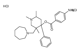 [5-(azepan-1-ylmethyl)-1,2,5-trimethyl-4-phenyl-4-piperidyl] 4-aminobe nzoate dihydrochloride结构式