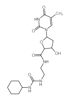 b-D-erythro-Pentofuranuronamide,N-[2-[[(cyclohexylamino)carbonyl]amino]ethyl]-1,2-dideoxy-1-(3,4-dihydro-5-methyl-2,4-dioxo-1(2H)-pyrimidinyl)-结构式