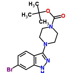 2-Methyl-2-propanyl 4-(6-bromo-1H-indazol-3-yl)-1-piperazinecarboxylate Structure