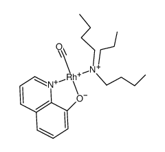 [Rh(8-oxiquinolinato)(CO)(N(CH2CH2CH2CH3)3)] Structure