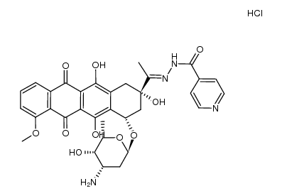 N'-(1-((2S,4S)-4-(((2R,4S,5S,6S)-4-amino-5-hydroxy-6-methyltetrahydro-2H-pyran-2-yl)oxy)-2,5,12-trihydroxy-7-methoxy-6,11-dioxo-1,2,3,4,6,11-hexahydrotetracen-2-yl)ethylidene)isonicotinohydrazide hydrochloride Structure