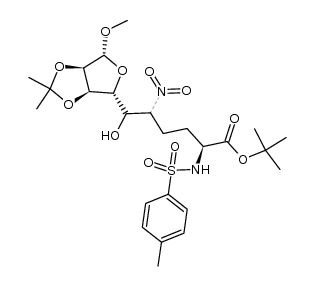 (2S,6R)-tert-butyl 6-hydroxy-6-((3aR,4R,6R,6aR)-6-methoxy-2,2-dimethyltetrahydrofuro[3,4-d][1,3]dioxol-4-yl)-2-(4-methylphenylsulfonamido)-5-nitrohexanoate Structure