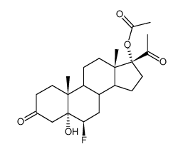 6β-Fluor-5α-hydroxy-17α-acetoxy-3,20-dioxo-pregnan Structure