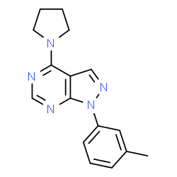 1-(3-methylphenyl)-4-(pyrrolidin-1-yl)-1H-pyrazolo[3,4-d]pyrimidine structure