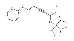 ((1-chloro-6-((tetrahydro-2H-pyran-2-yl)oxy)hex-3-yn-2-yl)oxy)triisopropylsilane结构式