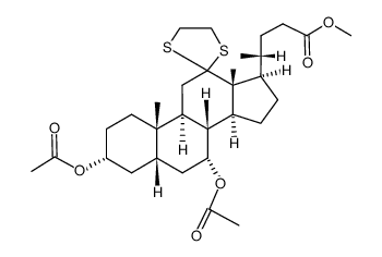 3α,7α-diacetoxy-12,12-ethanediyldimercapto-5β-cholan-24-oic acid methyl ester Structure