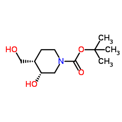 1-Piperidinecarboxylic acid, 3-hydroxy-4-(hydroxymethyl)-, 1,1-dimethylethyl ester, (3R,4S)-rel Structure