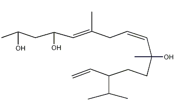 [1R-(1R*,3R*,4E,7E,9R*,12R*,13E)]-1,5,9-三甲基-12-(1-甲基乙基)-4,7,13-环十四碳三烯-1,3,9-三醇结构式