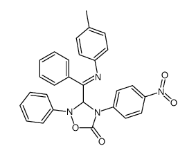 4-(4-Nitro-phenyl)-2-phenyl-3-{phenyl-[(E)-p-tolylimino]-methyl}-[1,2,4]oxadiazolidin-5-one Structure