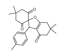 4’,4’,6,6-tetramethyl-3-(p-tolyl)-6,7-dihydro-3H-spiro[benzofuran-2,1’-cyclohexane]-2’,4,6’(5H)-trione Structure