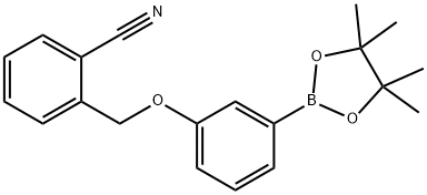 2-{[3-(4,4,5,5-tetramethyl-1,3,2-dioxaborolan-2-yl)phenoxy]methyl}benzonitrile structure