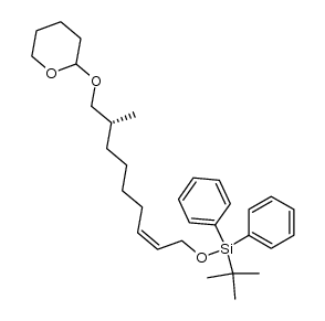 (2Z,8R)-1-(tert-Butyldiphenylsilyloxy)-8-methyl-9-(tetrahydro-2H-pyran-2-yloxy)non-2-ene结构式