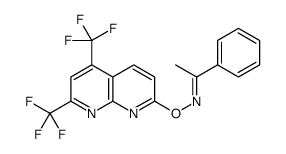 Ethanone, 1-phenyl-, O-[5,7-bis(trifluoromethyl)-1,8-naphthyridin-2-yl]oxime (9CI) Structure