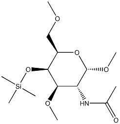 Methyl 2-(acetylamino)-3-O,6-O-dimethyl-4-O-(trimethylsilyl)-2-deoxy-α-D-galactopyranoside structure