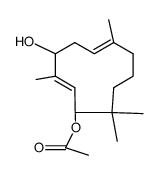 Acetic acid (2E,6E)-4-hydroxy-3,7,11,11-tetramethyl-cycloundeca-2,6-dienyl ester Structure