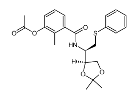 3-(((R)-1-((S)-2,2-dimethyl-1,3-dioxolan-4-yl)-2-(phenylthio)ethyl)carbamoyl)-2-methylphenyl acetate structure