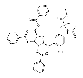 carboxymethyl-1 methyl-2 N-acetyl-2 [hydroxy-4 (tri-O-benzoyl-2',3',5' β-D-ribofuranosyl)-3 phenyl]-3 alanine Structure