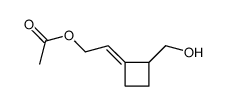 acetic acid (E)-2-(2-hydroxymethyl-cyclobutylidene)-ethyl ester结构式