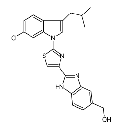 (2-{2-[6-chloro-3-isobutyl-1H-indol-1-yl]-1,3-thiazol-4-yl}-1H-benzimidazol-5-yl)methanol结构式