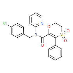 N-(4-chlorobenzyl)-3-phenyl-N-(pyridin-2-yl)-5,6-dihydro-1,4-oxathiine-2-carboxamide 4,4-dioxide结构式