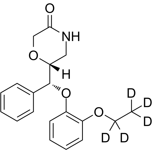 rel-(R)-6-((R)-(2-Ethoxyphenoxy)(phenyl)methyl)morpholin-3-one-d5 Structure