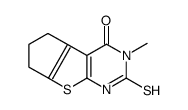 2-MERCAPTO-3-METHYL-3,5,6,7-TETRAHYDRO-4H-CYCLOPENTA[4,5]THIENO[2,3-D]PYRIMIDIN-4-ONE结构式