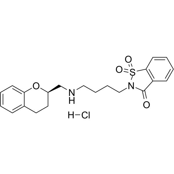 2-(4-{[(2R)-3,4-Dihydro-2H-chromen-2-ylmethyl]amino}butyl)-1,2-be nzothiazol-3(2H)-one 1,1-dioxide hydrochloride (1:1) Structure