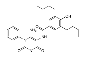 Benzamide,N-(6-amino-1,2,3,4-tetrahydro-3-methyl-2,4-dioxo-1-phenyl-5-pyrimidinyl)-3,5-dibutyl-4-hydroxy- structure