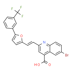 6-bromo-2-[(E)-2-{5-[3-(trifluoromethyl)phenyl]furan-2-yl}ethenyl]quinoline-4-carboxylic acid Structure