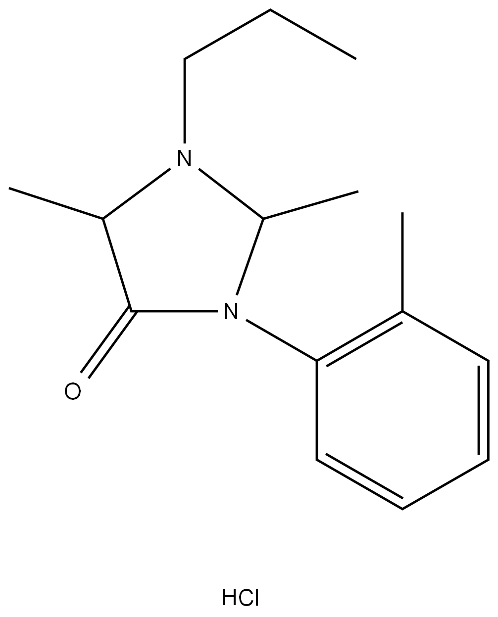 rac-trans-2,5-Dimethyl-3-(2-methylphenyl)-1-propylimidazolini-4-one Hydrochloride结构式