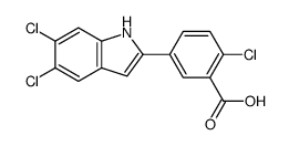 2-氯-5-(5,6-二氯-1H-吲哚-2-基)苯甲酸结构式