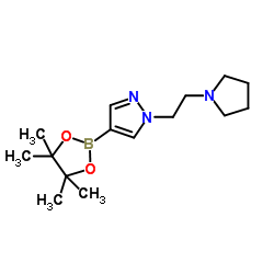 1-(2-(Pyrrolidin-1-yl)ethyl)-4-(4,4,5,5-tetramethyl-1,3,2-dioxaborolan-2-yl)-1H-pyrazole Structure