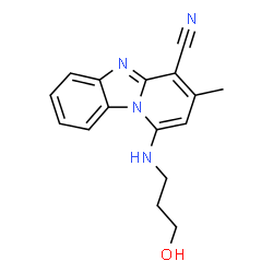 1-((3-hydroxypropyl)amino)-3-methylbenzo[4,5]imidazo[1,2-a]pyridine-4-carbonitrile structure